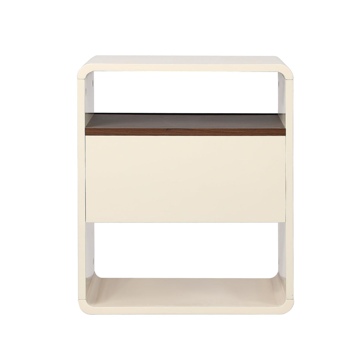 Oikiture Bedside Table Side Nightstand With Drawer Storage Shelf Retro-Modern