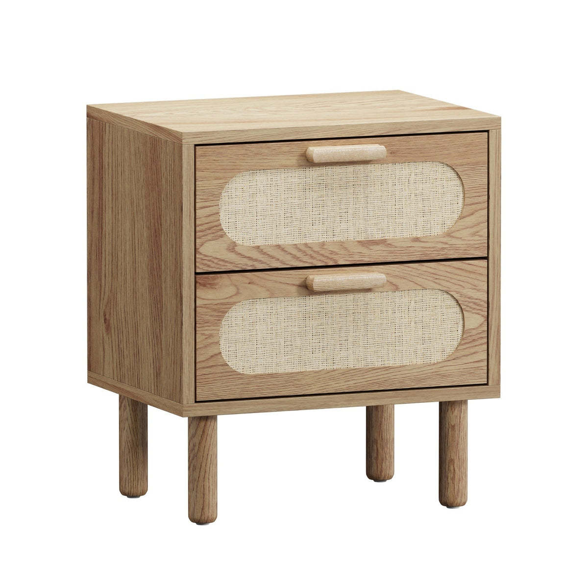 Oikiture Bedside Table Drawers Side End Tables Storage Nightstand Natural