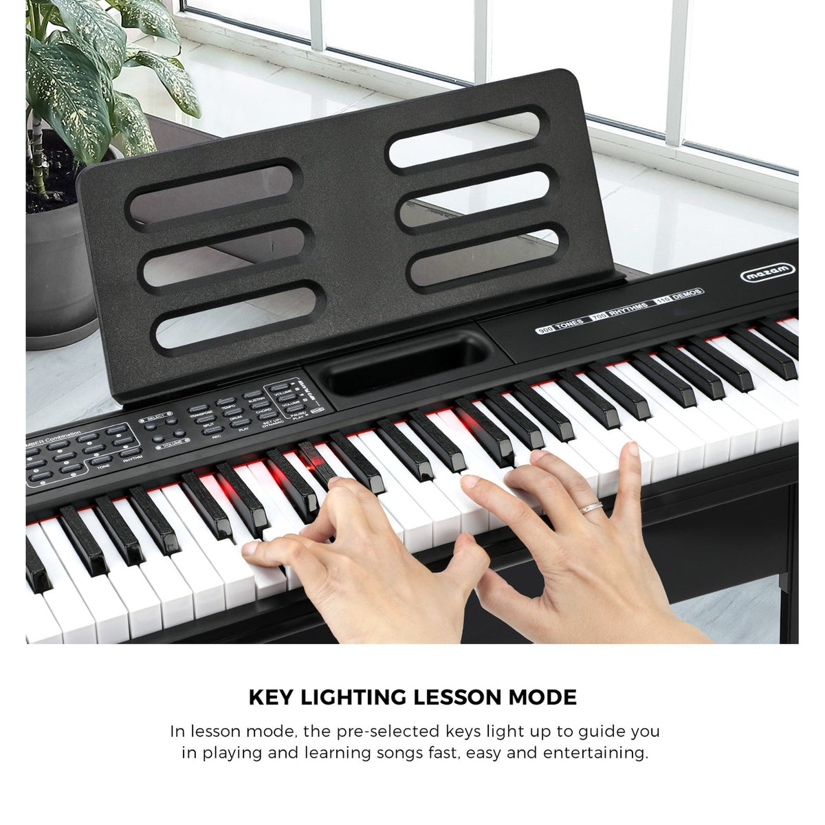 Mazam 88 Keys Electronic Piano Keyboard Portable Lighted Electric Keyboards