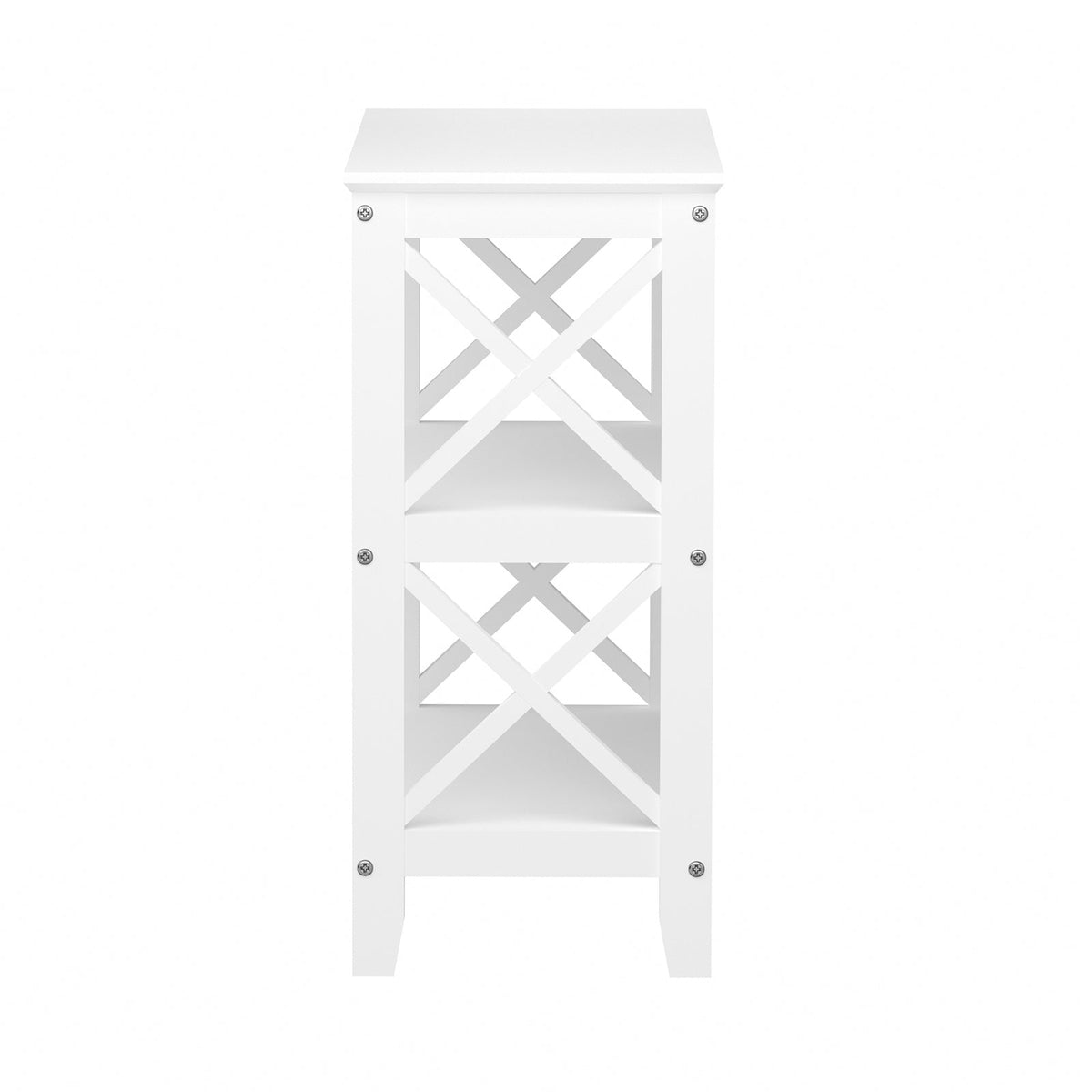 Oikiture 3-Tier Console Table X-Design Wood Sofa Table Hall Side Entry White