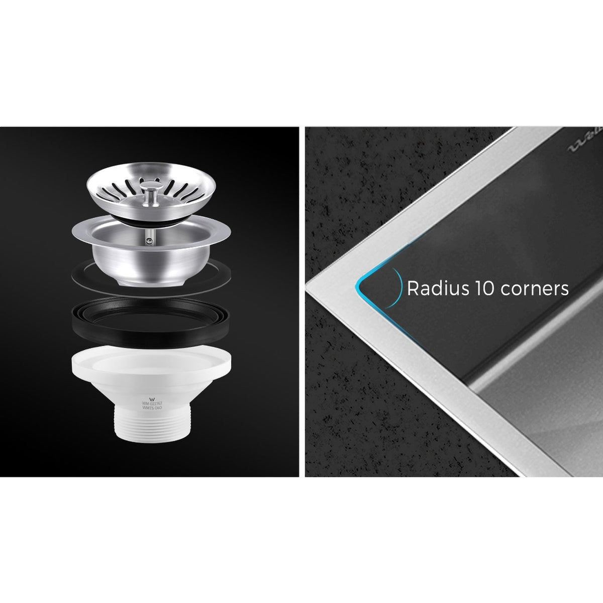 Welba Kitchen Sink Stainless Steel Single Double Bowl Basin With Waste Silver