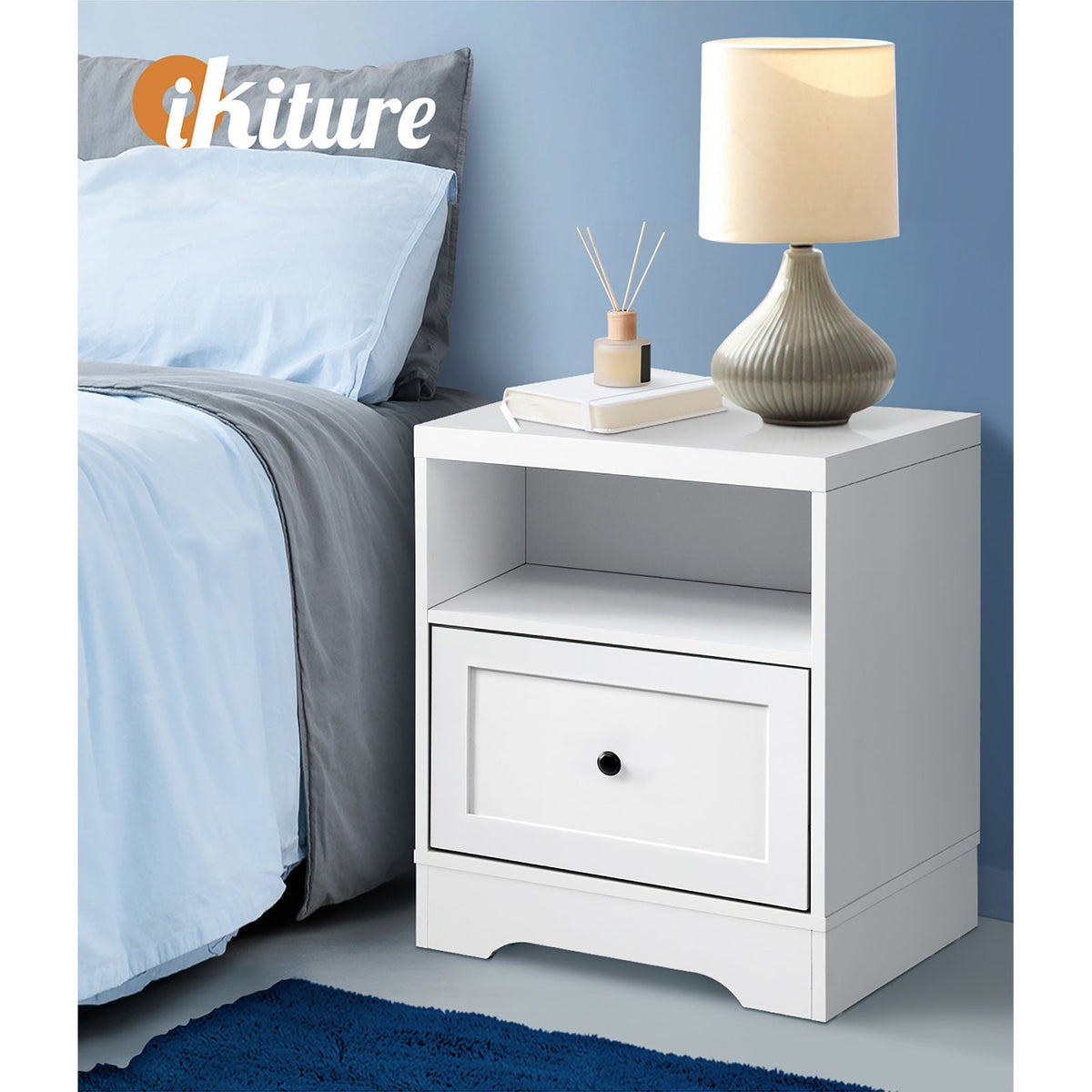 Oikiture Bedside Tables Drawers Bedroom Hamptons Furniture Storage Cabinet