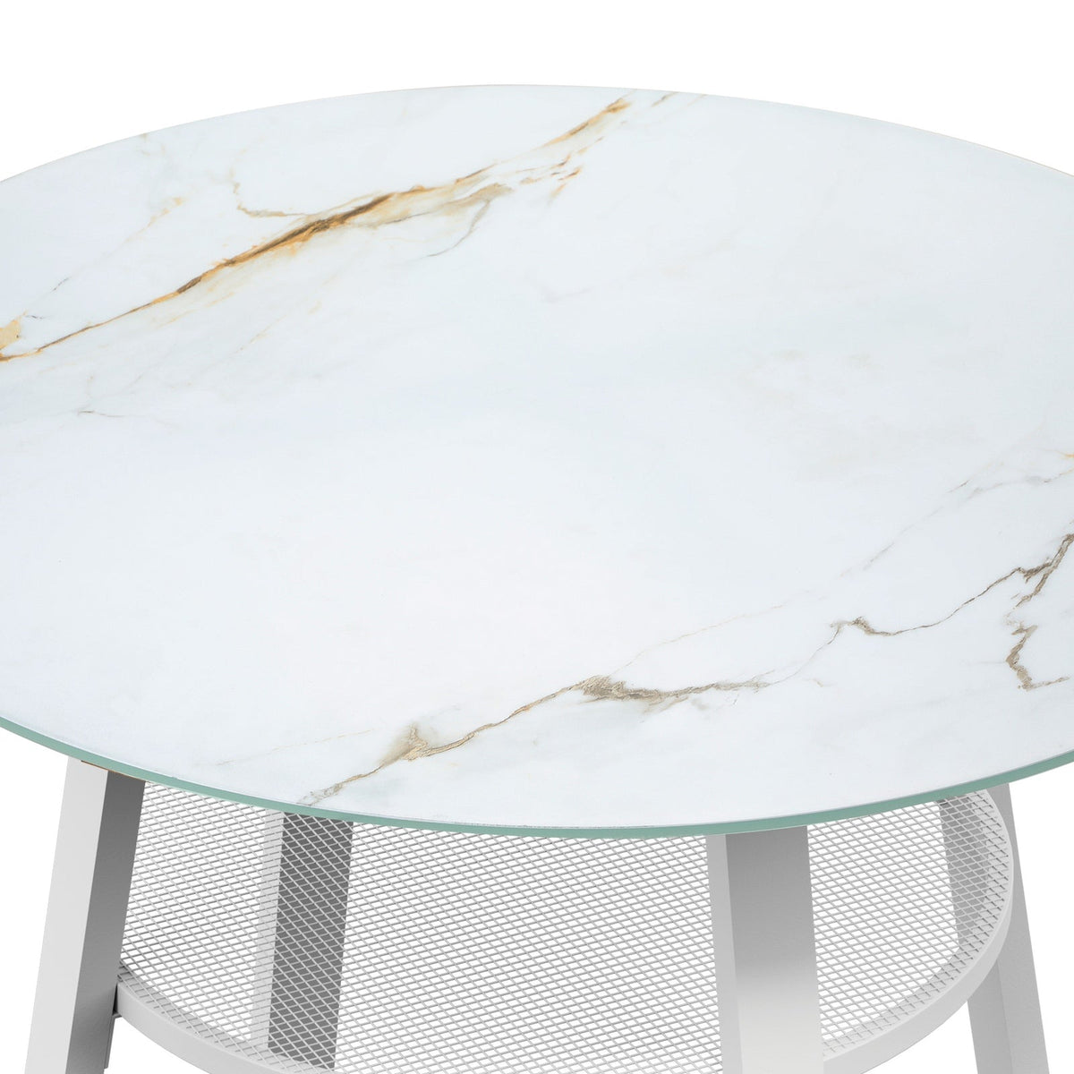 Livsip Outdoor Dining Table w/ Storage Shelf Patio Furniture White 90cm