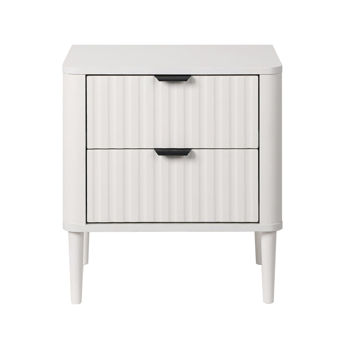 Oikiture Bedside Table Nightstand Side Storage 2 Drawers Cabinet White