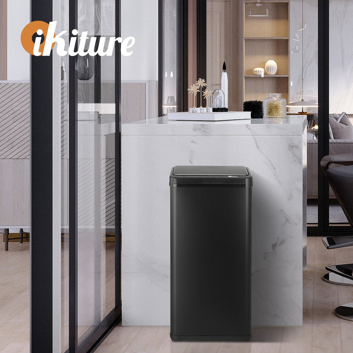 Oikiture Motion Sensor Bin Stainless Steel Automatic Kitchen Trash Can 40/50/60L