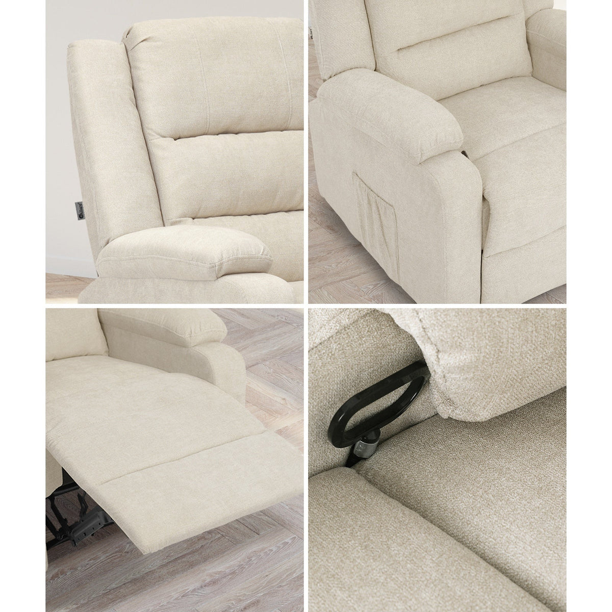 Oikiture Recliner Chair ArmChair Padded Lounge With Side Pocket Polyester/PU
