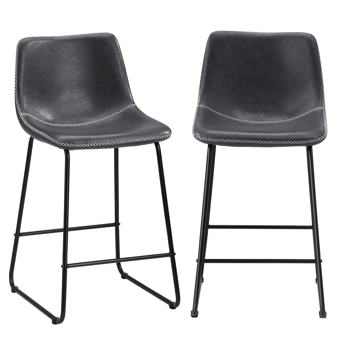 Oikiture 2x Bar Stools Steel Stool Modern Kitchen Dining Furniture Set Grey