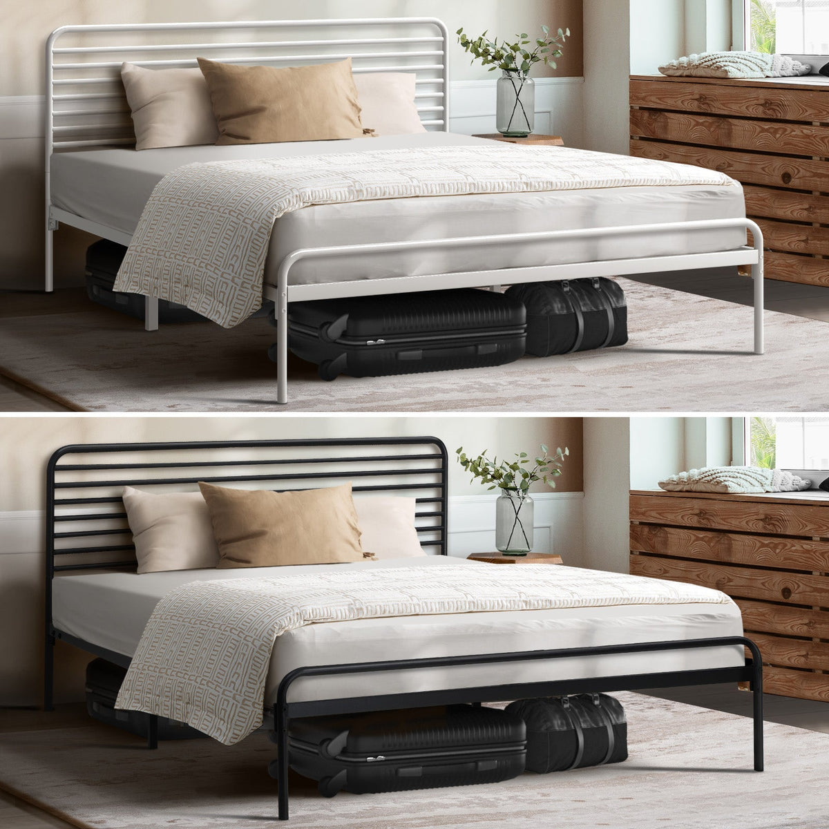 Oikiture Metal Bed Frame Queen Double King Single Bed Base Beds Platform