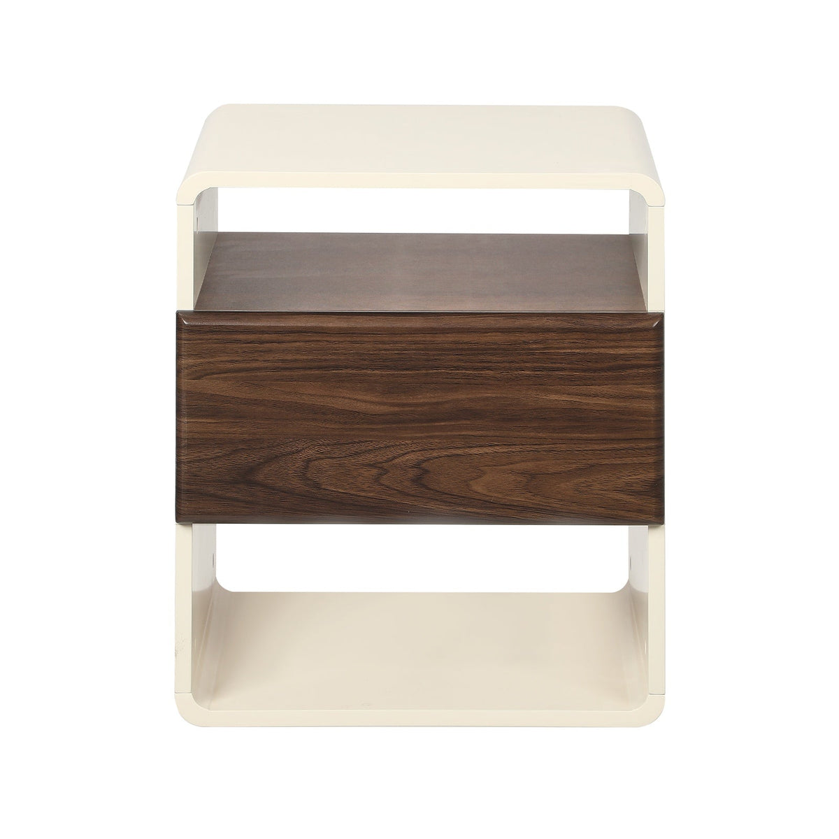 Oikiture Bedside Table Side Nightstand With Drawer Storage Shelf Retro-Modern