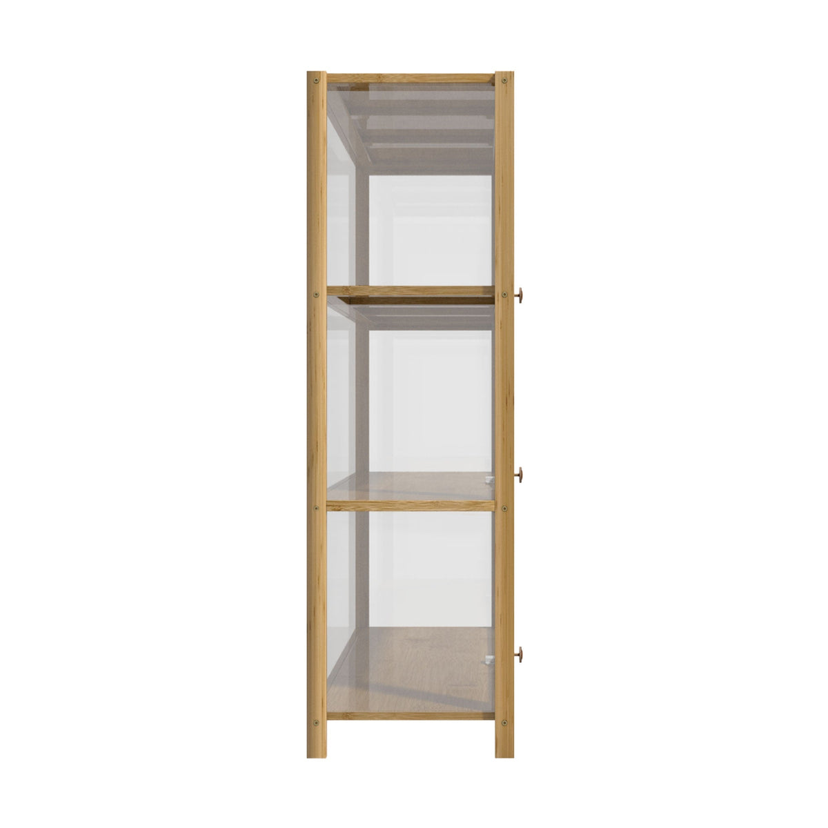 Oikiture Display Cabinet Storage 3-Tier Shelves Clear Bookcase Stand Rack Oak