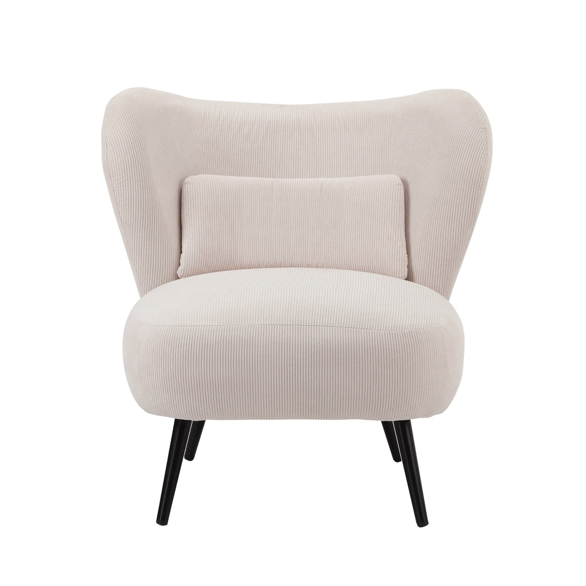Oikiture Armchair Lounge Chair with Lumbar Pillow Wingback Velvet Beige