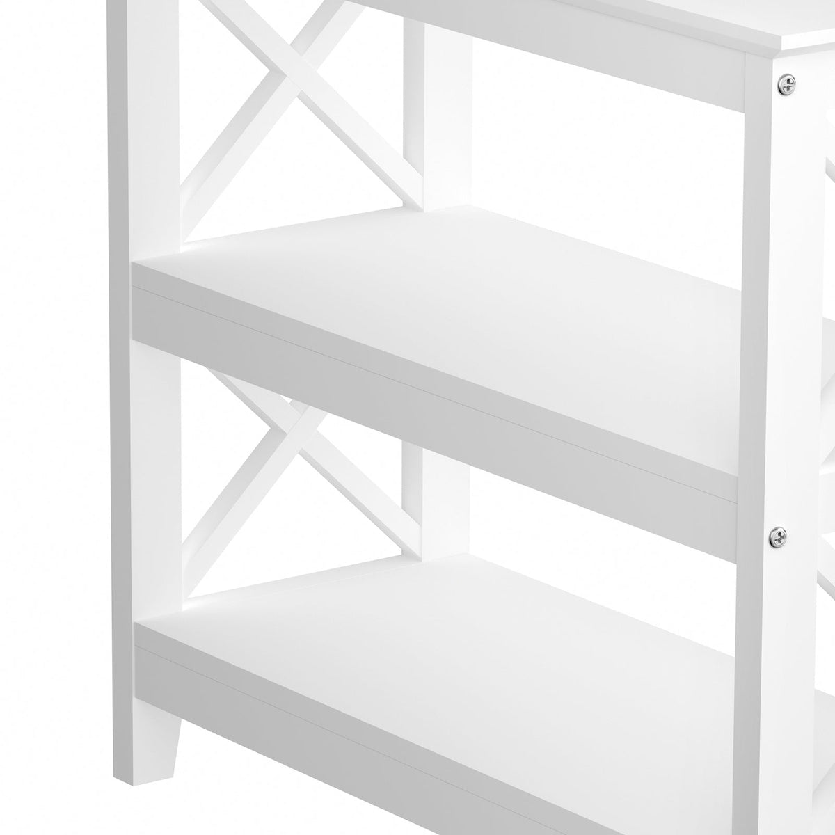 Oikiture 3-Tier Console Table X-Design Wood Sofa Table Hall Side Entry White
