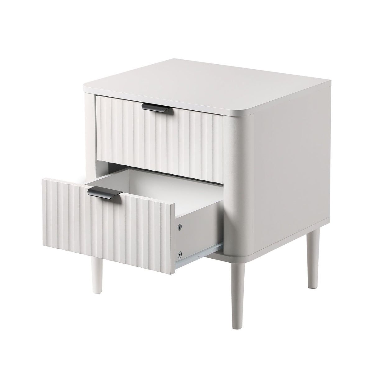 Oikiture Bedside Table Nightstand Side Storage 2 Drawers Cabinet White