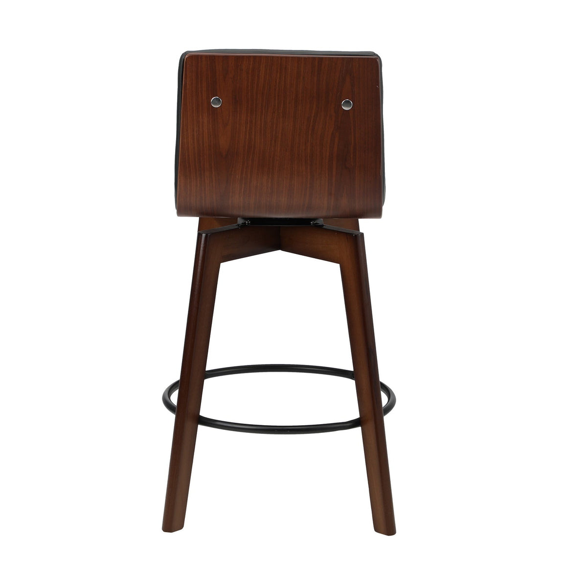 Oikiture 2x Wooden Bar Stools Kitchen Counter Swivel Dining Chair PU Leather