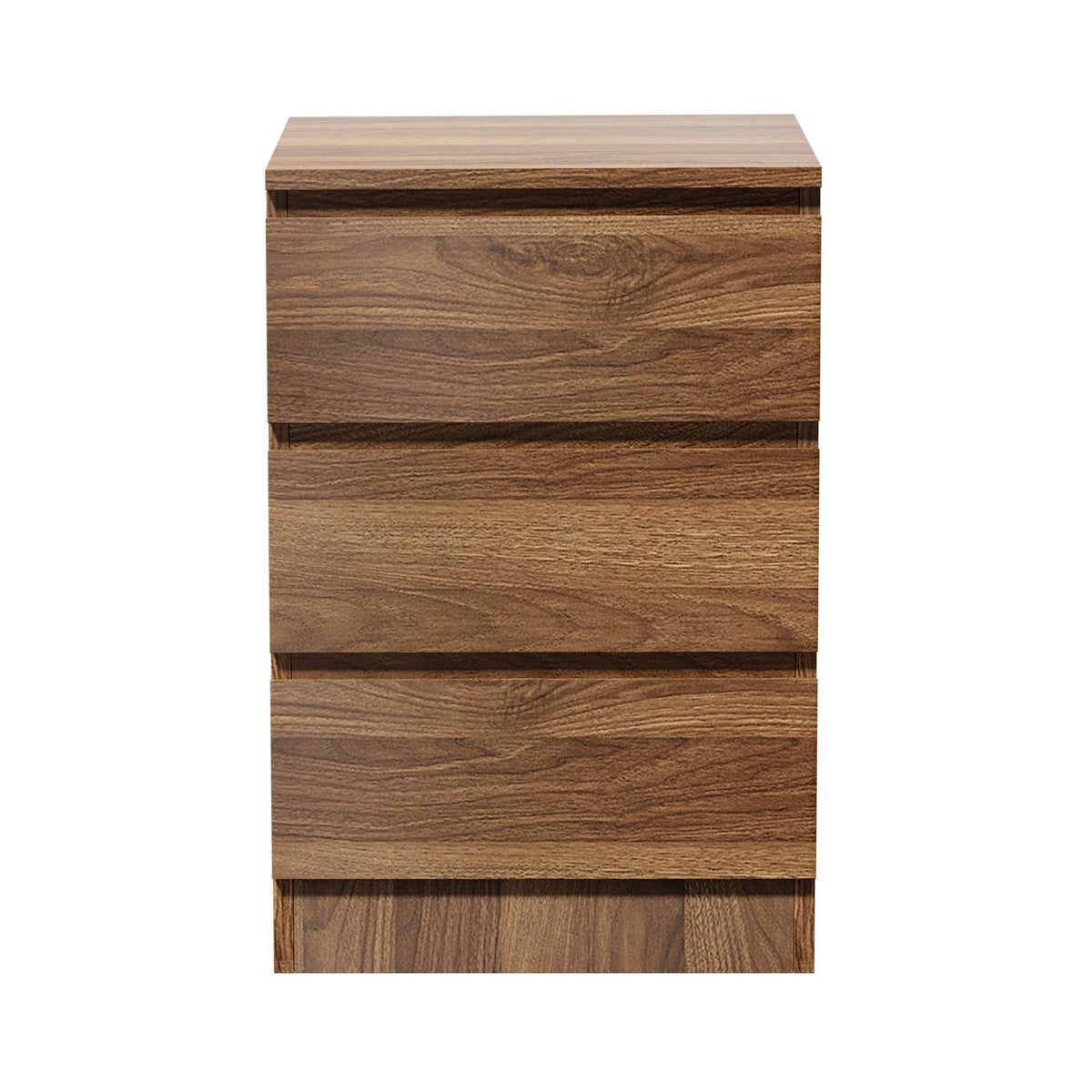 Oikiture Bedside Table 3 Drawers Side Tables Storage Cabinet Nightstand Walnut
