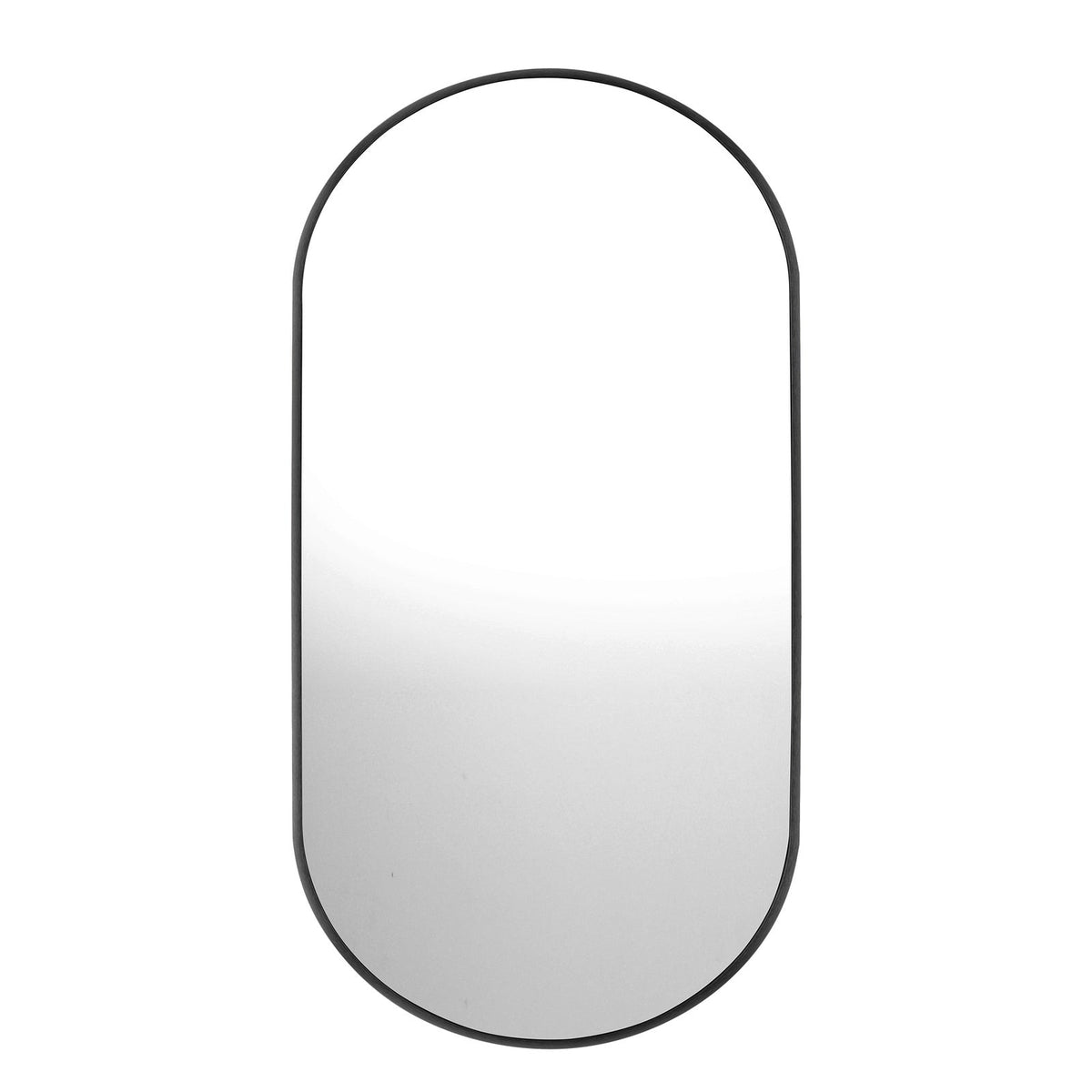 Oikiture Wall Mirrors Oval Makeup Mirror Bedroom Home Decor Black 84x50cm