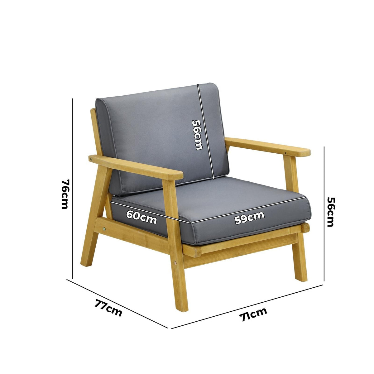 Livsip Outdoor Armchair Furniture Lounge Wooden Chair Patio Garden Sofa Set