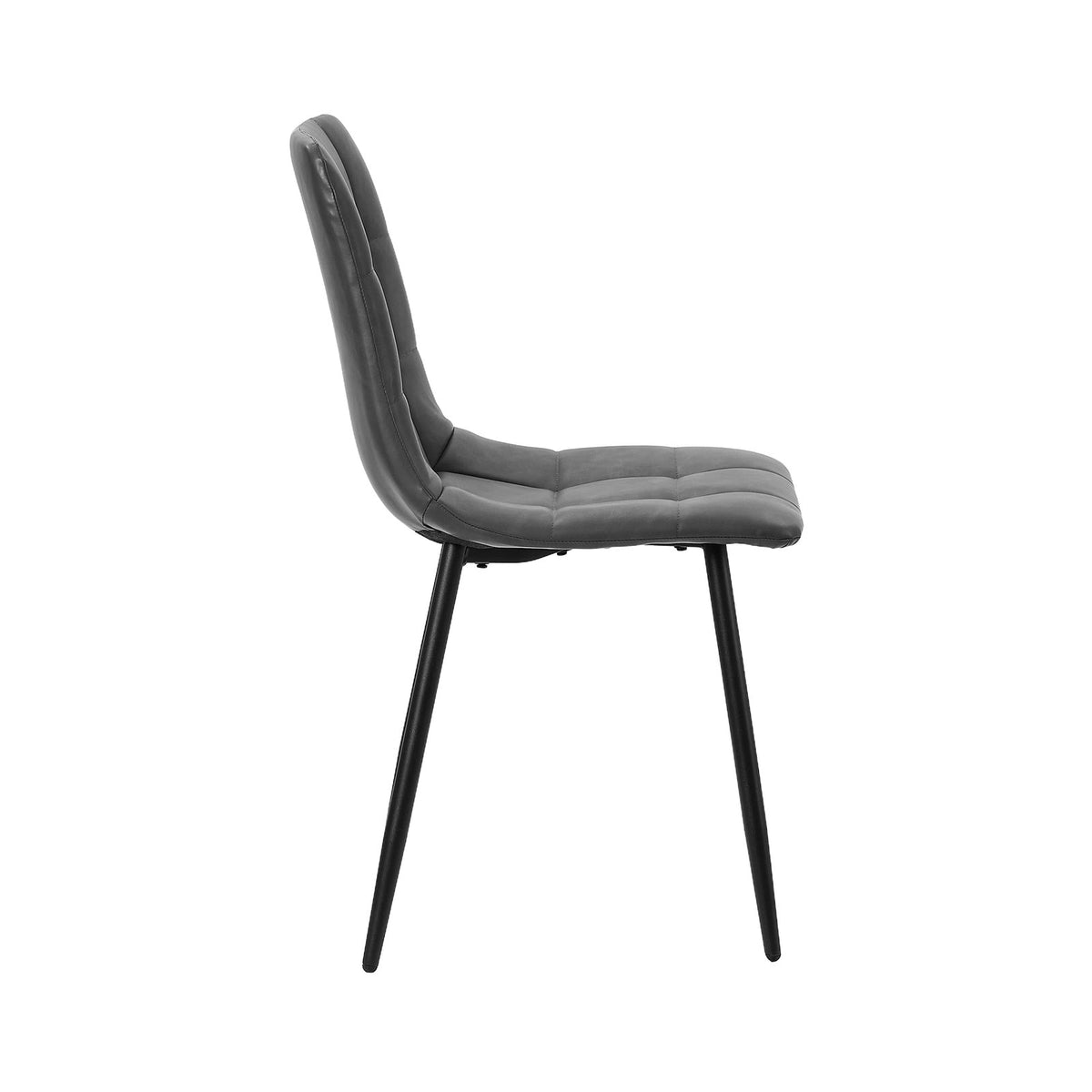 Oikiture 4x Padded Dining Chairs Kitchen PU Leather Seat Retro Grey
