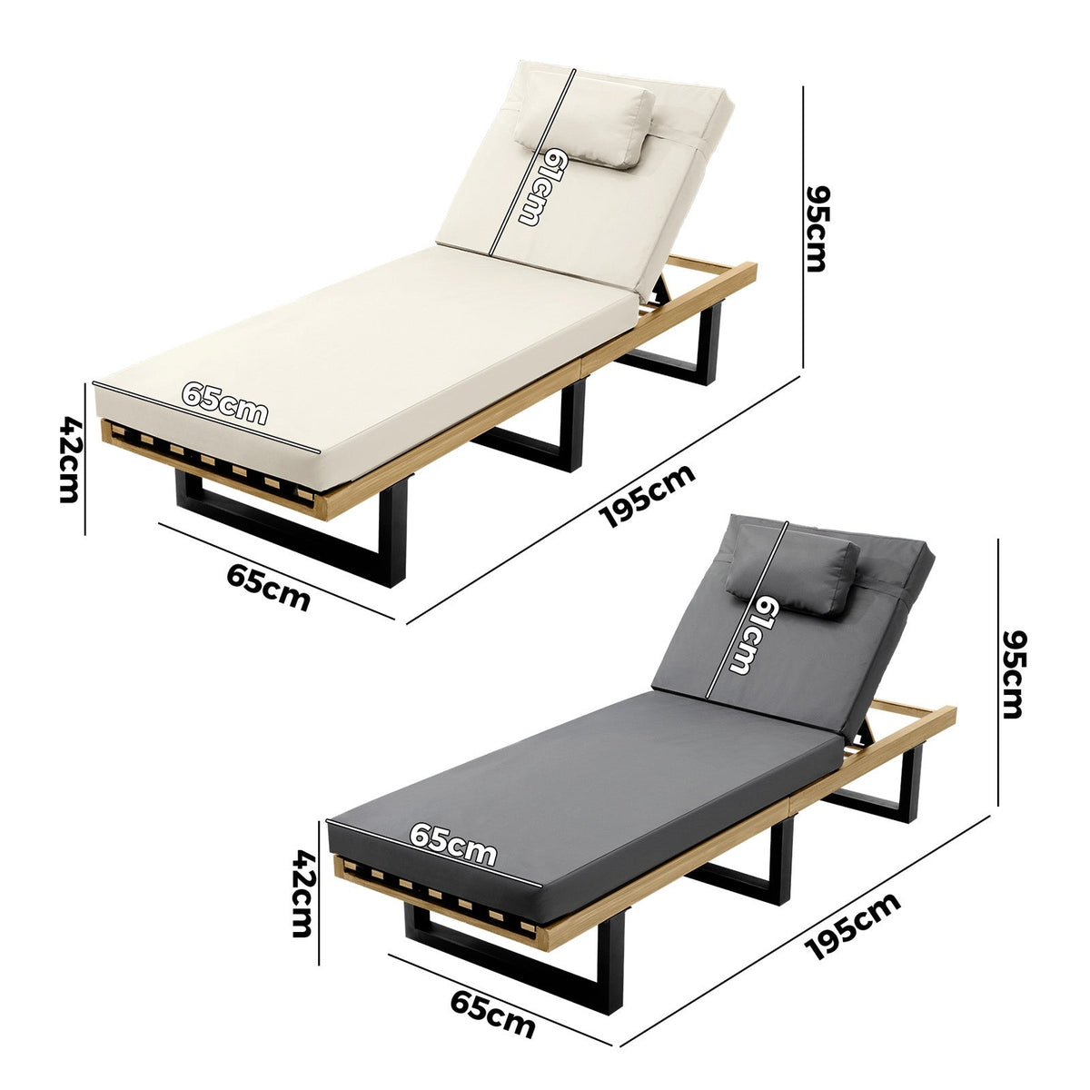 Livsip Sun Lounge Outdoor Lounger Chairs Garden Patio Furniture Day Bed