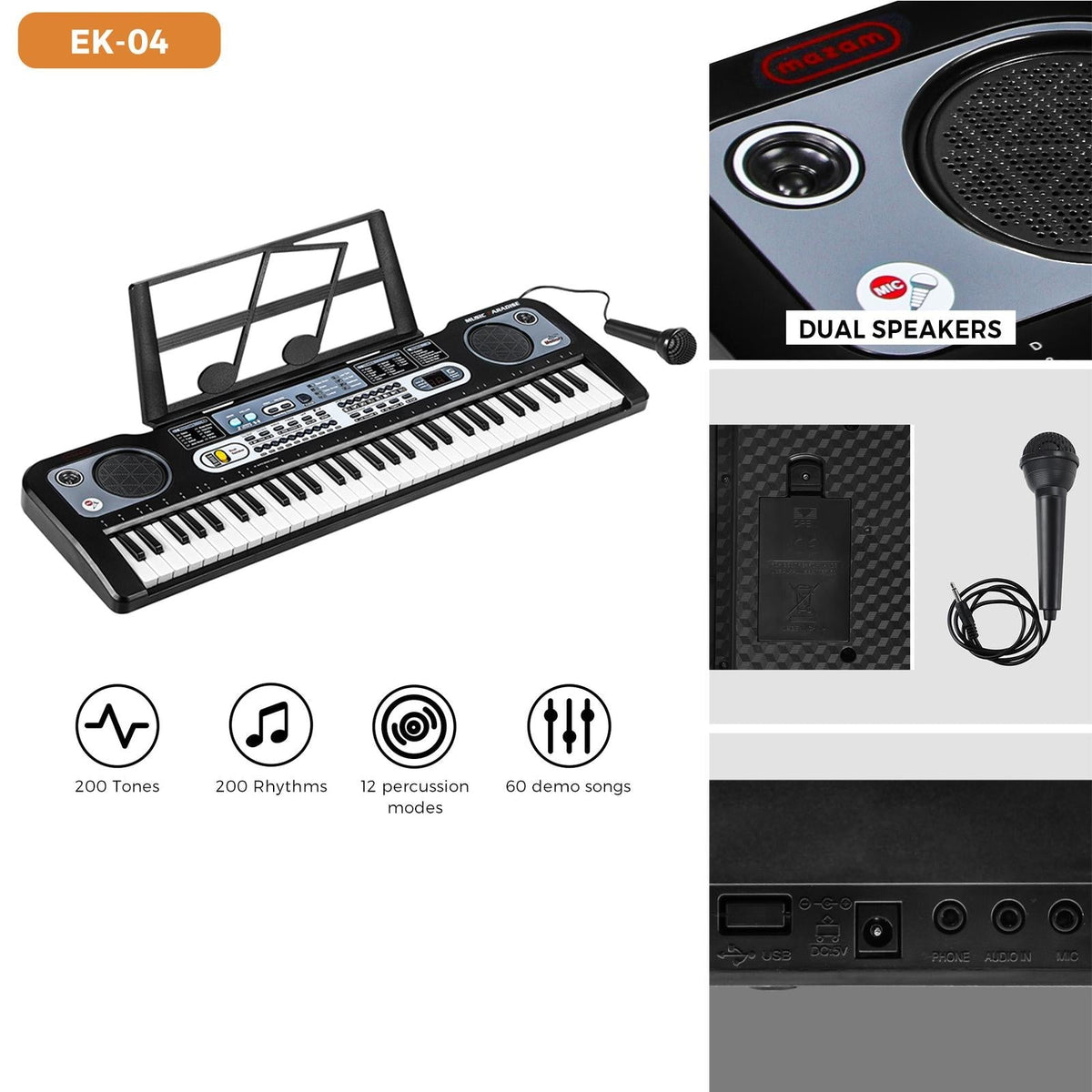 Mazam 61 Keys Electronic Piano Keyboard Electric Keyboards Musical Kids Toy Gift