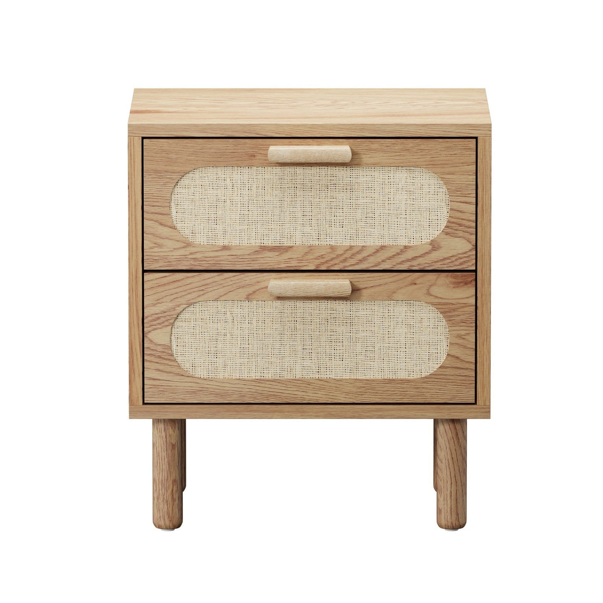 Oikiture Bedside Table Drawers Side End Tables Storage Nightstand Natural