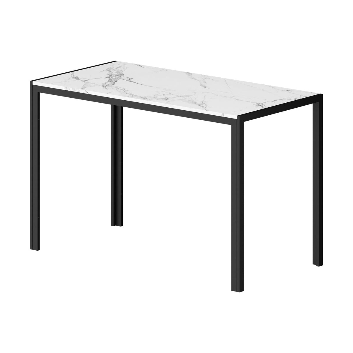 Oikiture 120cm Dining Table Rectangular Kitchen Table with Metal Leg White and Black