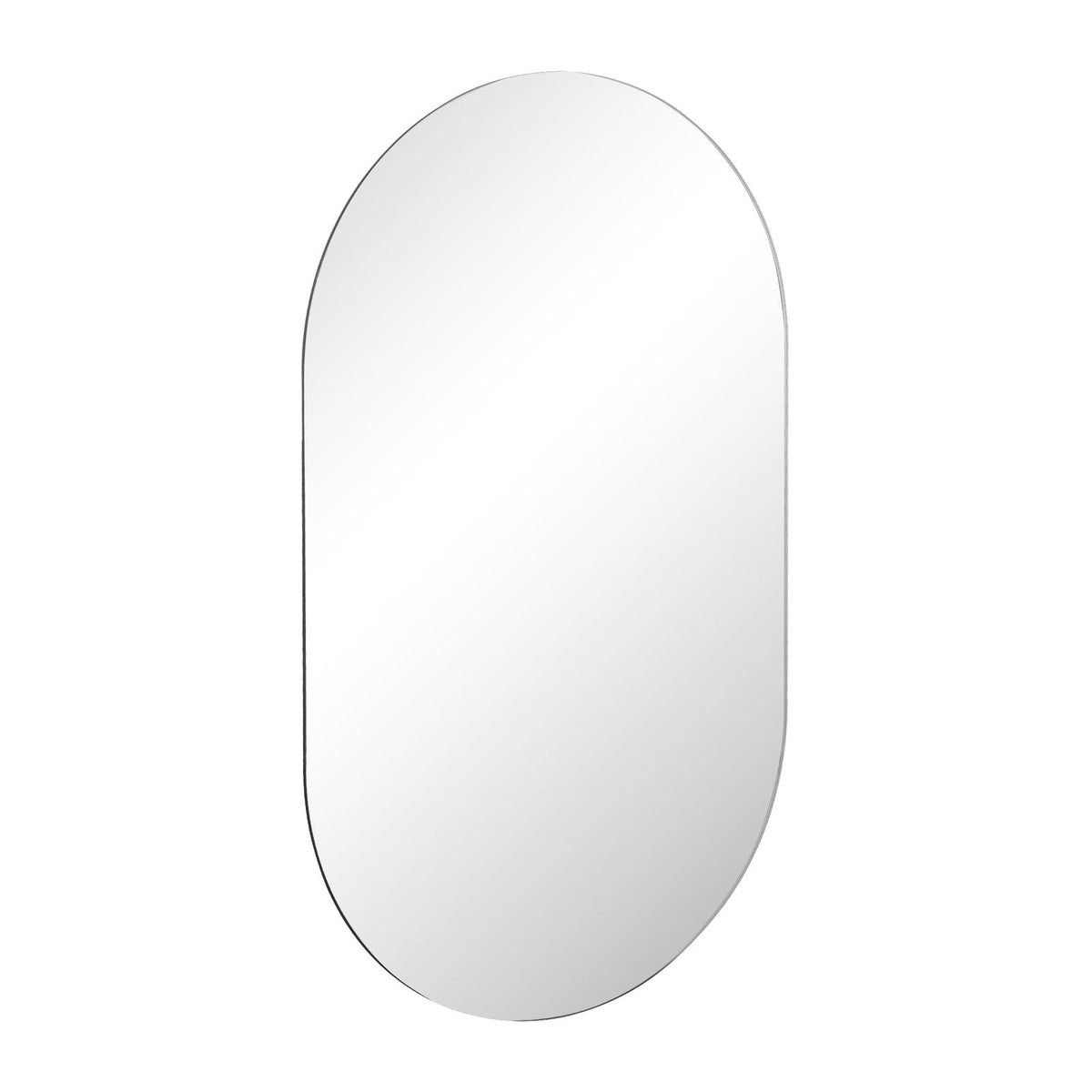 Oikiture Wall Mirrors Oval Makeup Mirror Bathroom Frameless 84x50cm