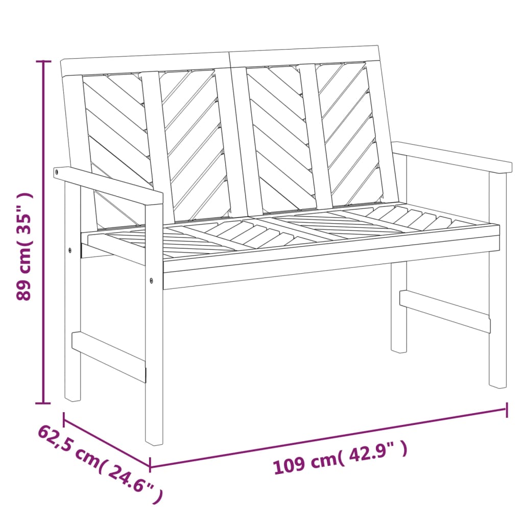 362234 vidaXL Garden Bench 109 cm Solid Wood Acacia