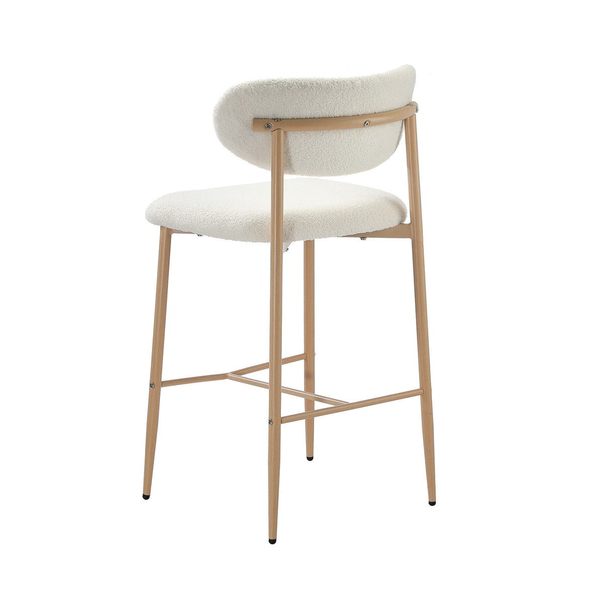 Oikiture 2x Bar Stools Kitchen Stool Counter Chair Boucle Fabric Natural