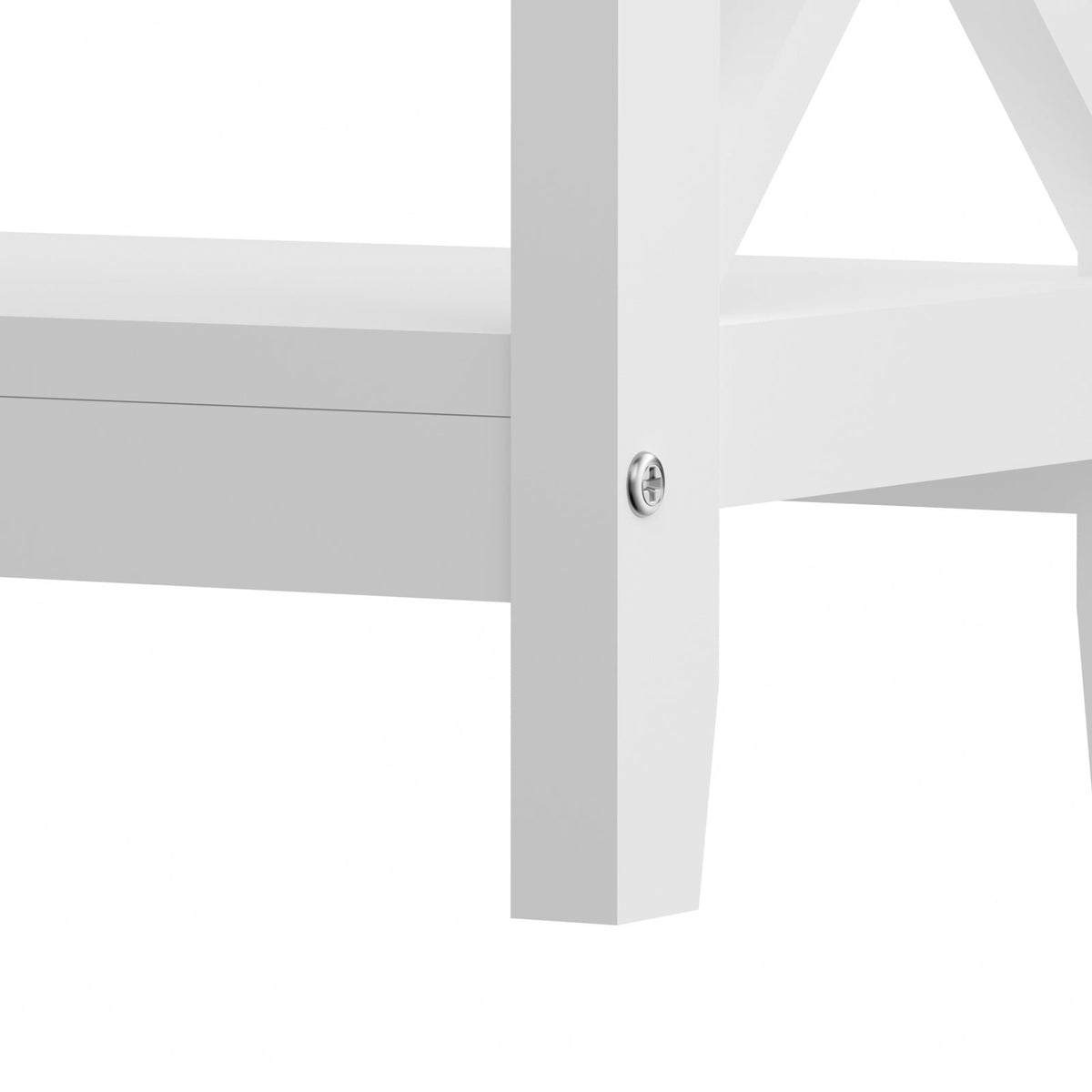 Oikiture 3-Tier Console Table X-Design Wood Sofa Table Hall Side Entry White