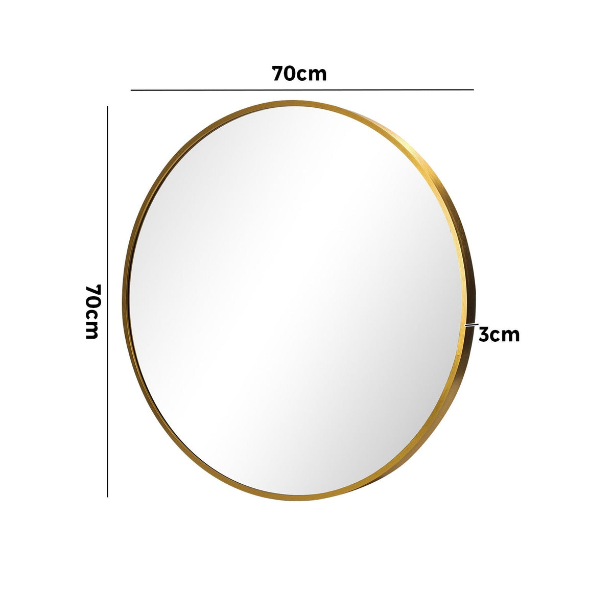 Oikiture Wall Mirrors Round 70cm Makeup Mirror Vanity Home Decor Gold Bedroom