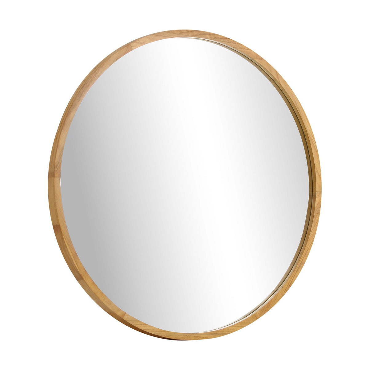 Oikiture Wall Mirrors Round Makeup Mirror Vanity Home Decorative Wooden 80cm