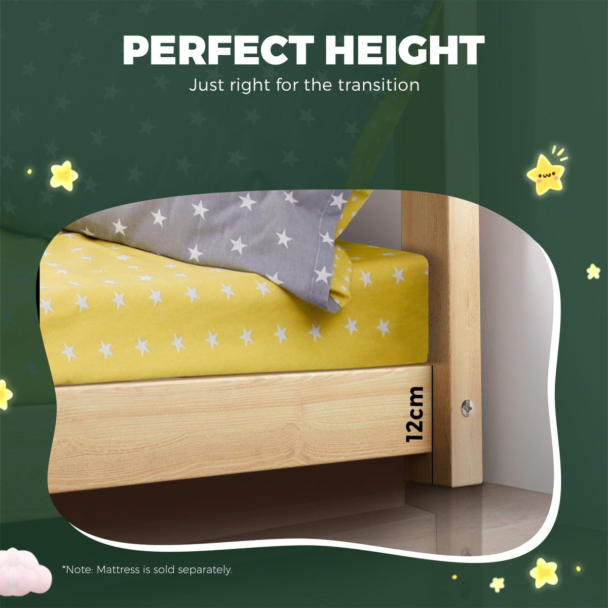 Oikiture Wooden Bed Frame Single Wood Mattress Base Pine Timber Platform
