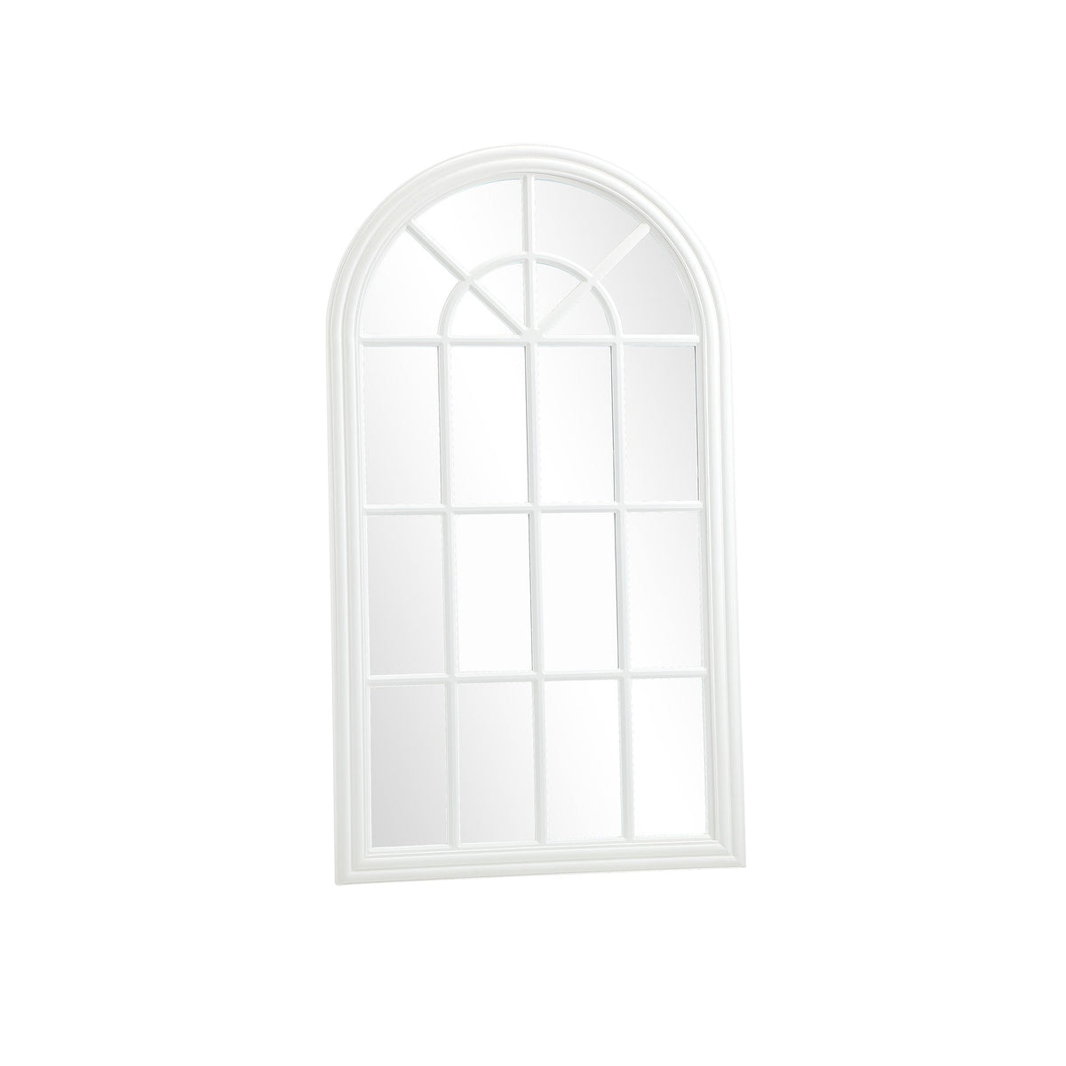 Oikiture Window Mirror Arched Wall Mirrors Decor 76x51cm Wooden White