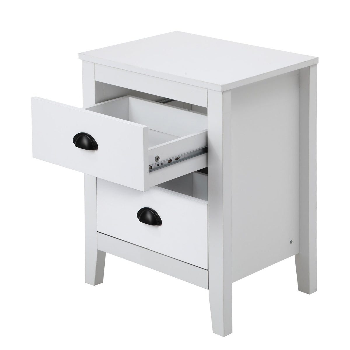 Oikiture Bedside Table 2 Drawers Side Tables Nightstand Storage Cabinet Vintage