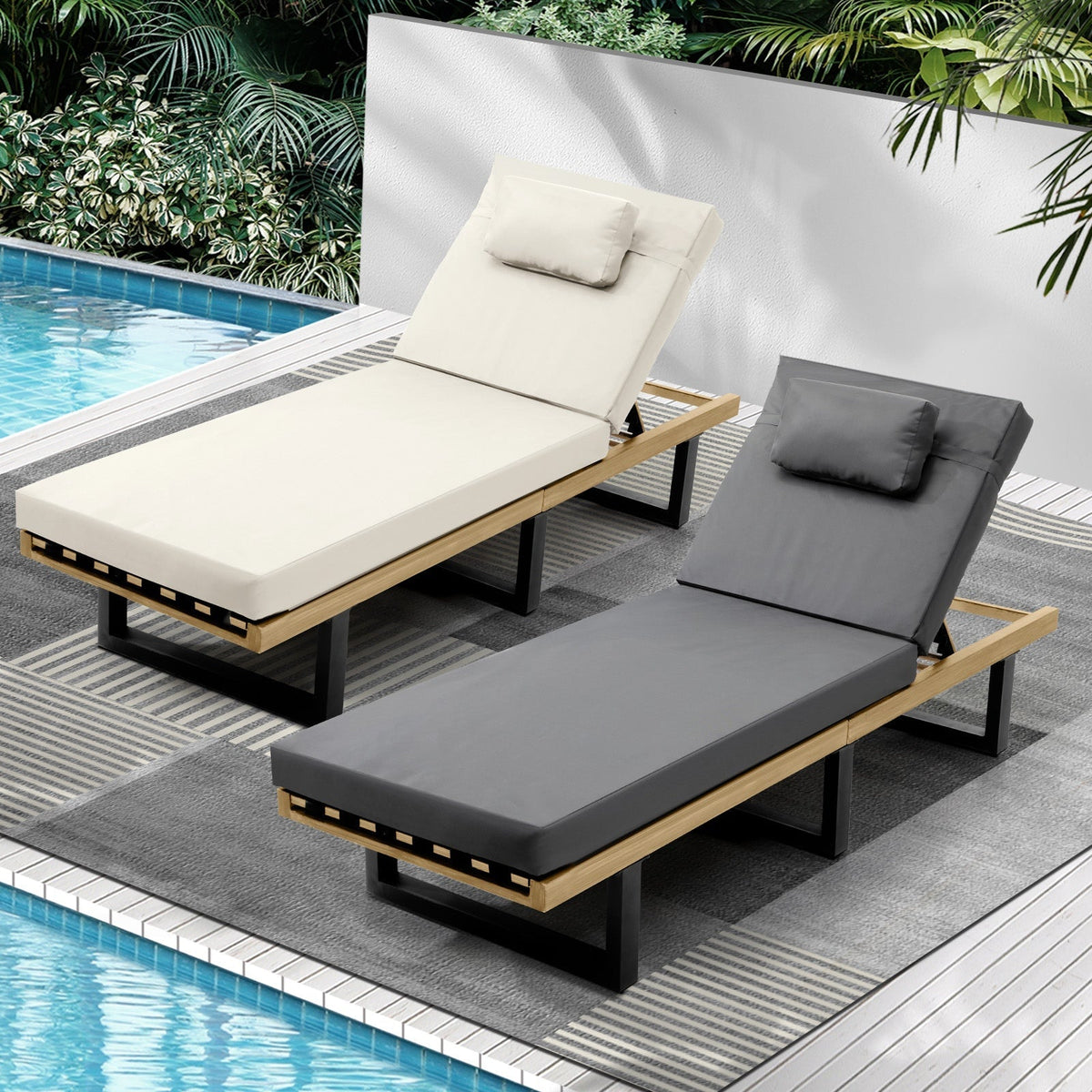 Livsip Sun Lounge Outdoor Lounger Chairs Garden Patio Furniture Day Bed
