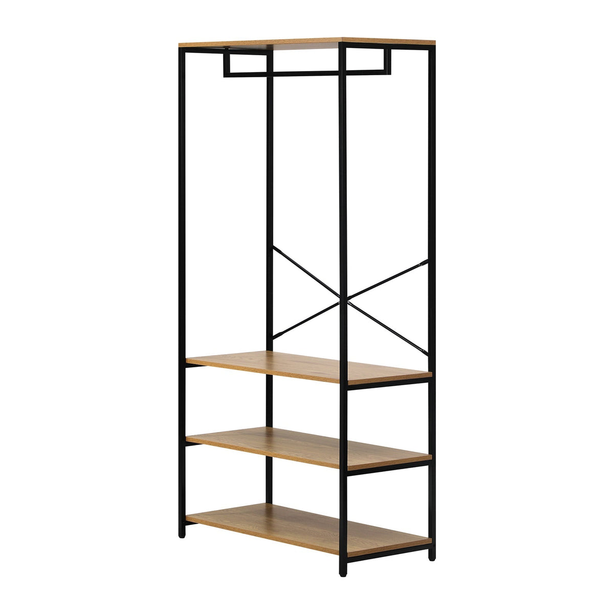 Oikiture Clothes Rack Open Wardrobe Garment Coat Hanging Rail Metal 4 shelves