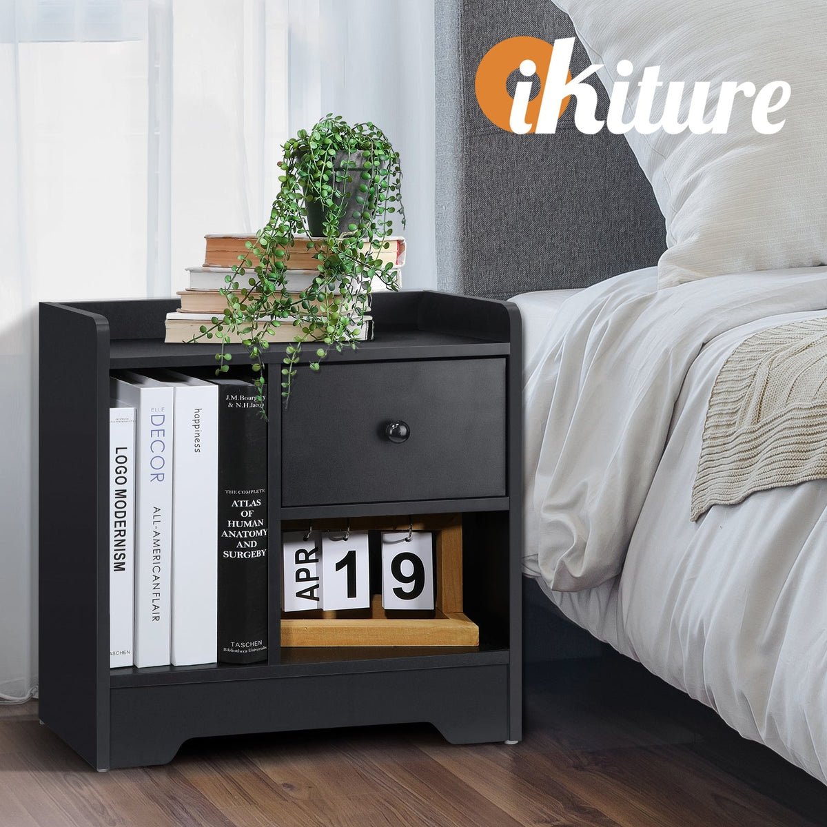 Oikiture Bedside Tables Side Table Nightstand Storage Drawer Shelf Bedroom Unit