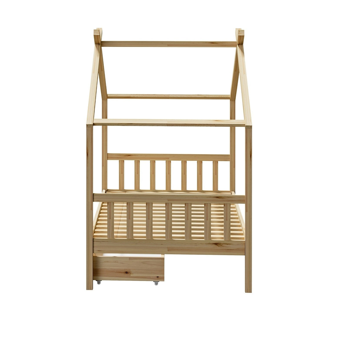 Oikiture Bed Frame Wooden Single Timber House Base Beds Pine Storage Drawers
