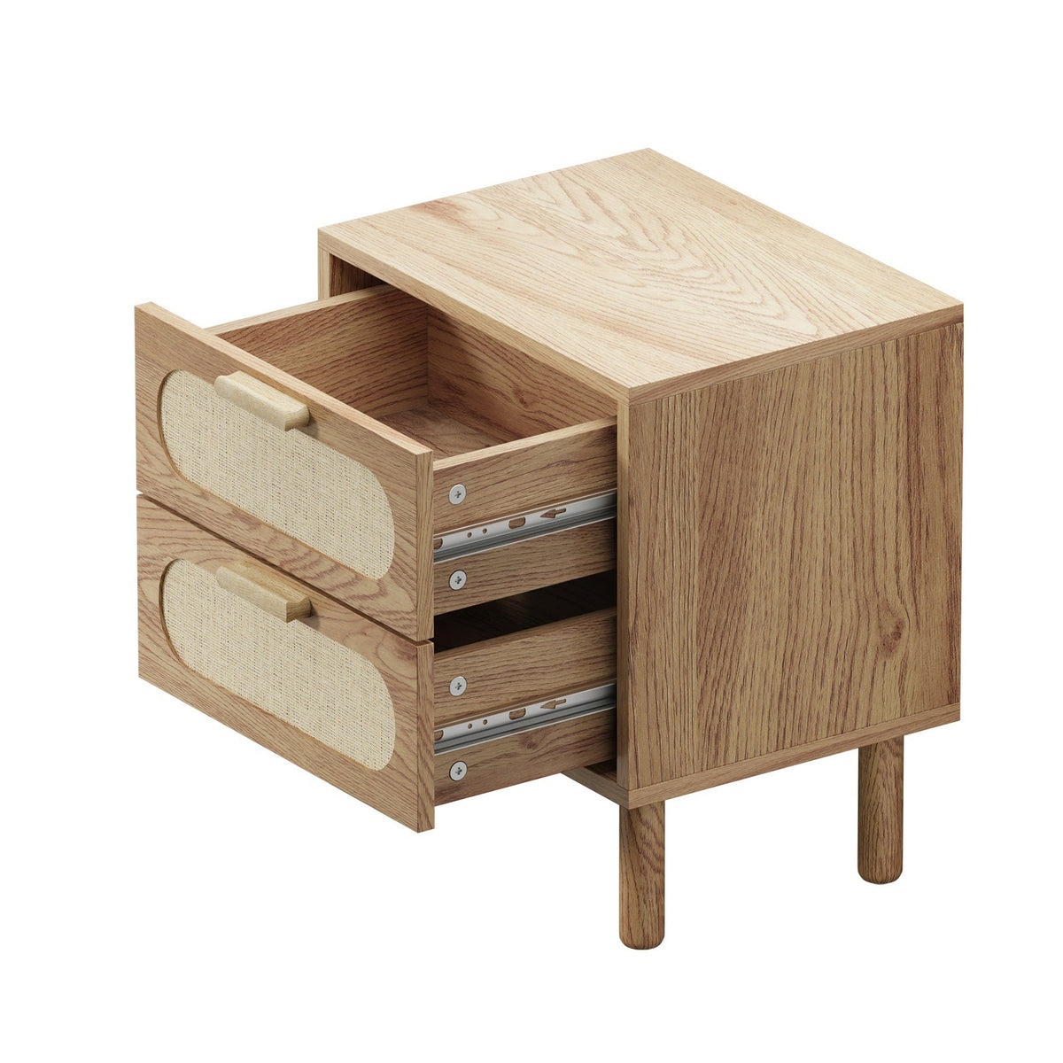 Oikiture Bedside Table Drawers Side End Tables Storage Nightstand Natural