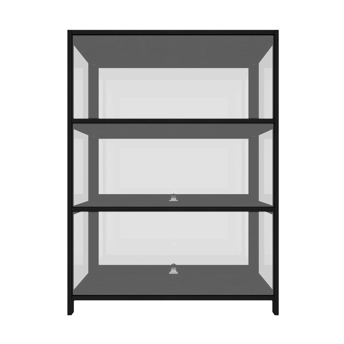 Oikiture Display Cabinet Storage 3-Tier Shelves Clear Bookcase Stand Rack Black