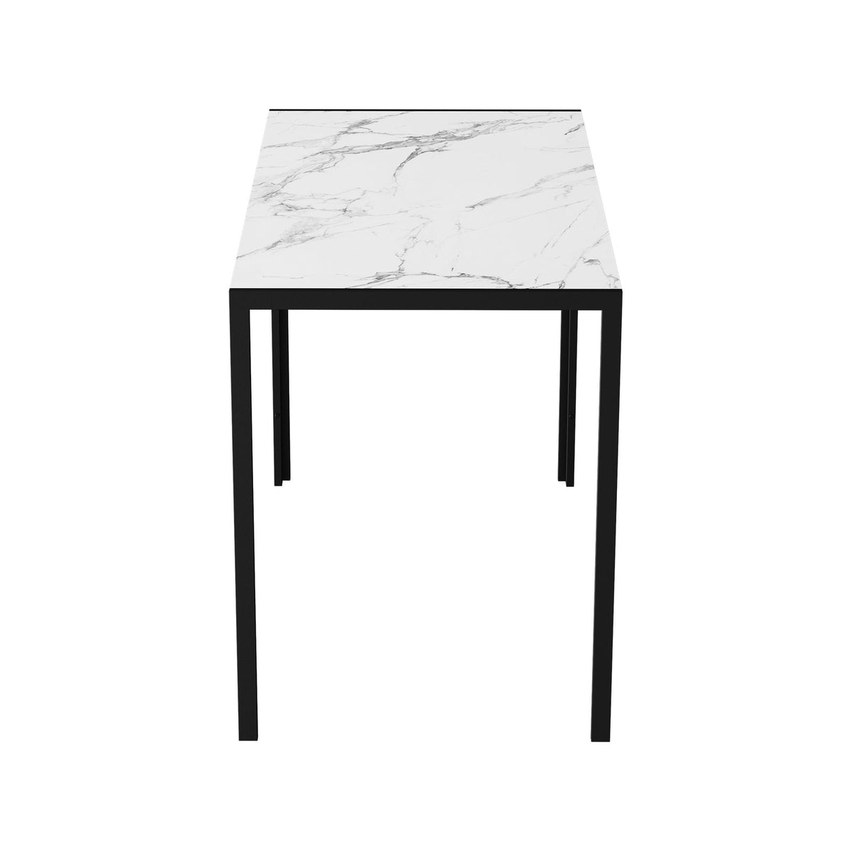 Oikiture 120cm Dining Table Rectangular Kitchen Table with Metal Leg White and Black