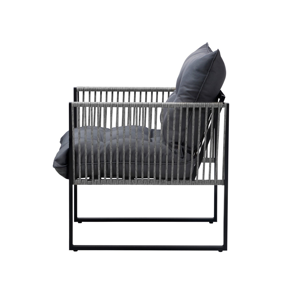 Livsip 2PCS Outdoor Furniture Patio Chairs Garden Lounge Sofa Set PE Wicker Grey