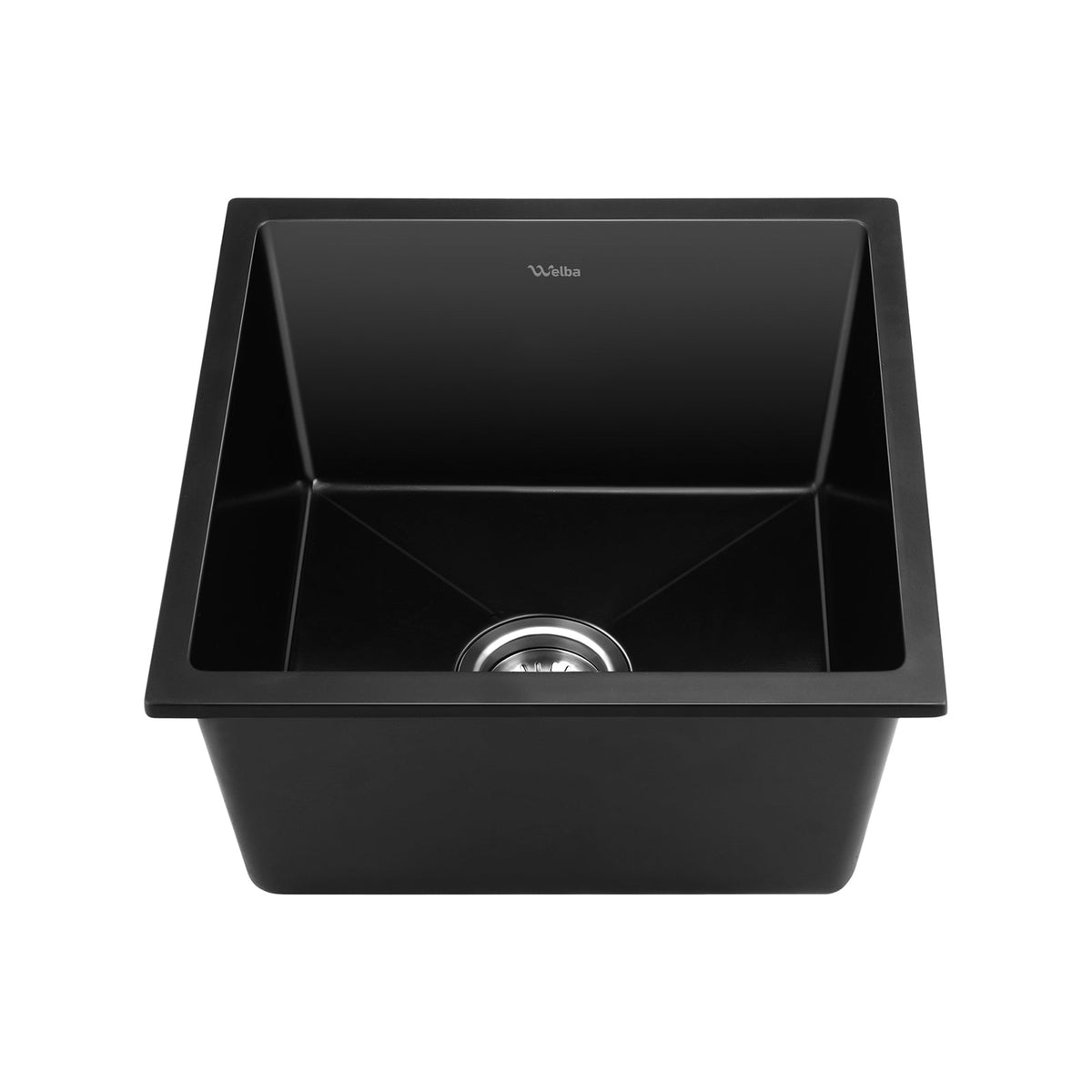 Welba Kitchen Sink Stone Sink Granite Laundry Basin Single Bowl 45cmx45cm Black