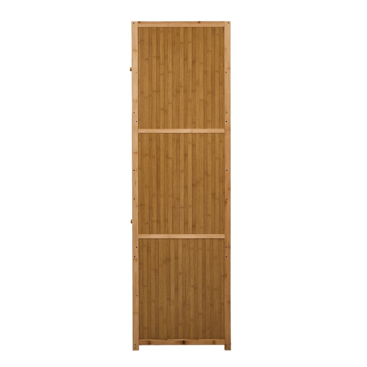 Oikiture Bamboo Wardrobe 4 Doors Clothes Storage Cabinet Hanging Rod Natural