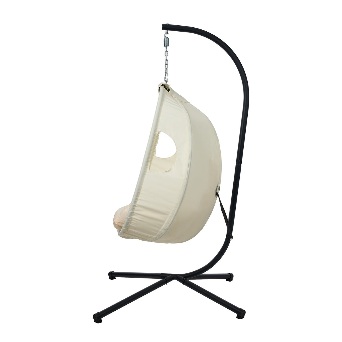 Livsip Outdoor Egg Hanging Chair Swing Seat Furniture with Stand Cushions Beige