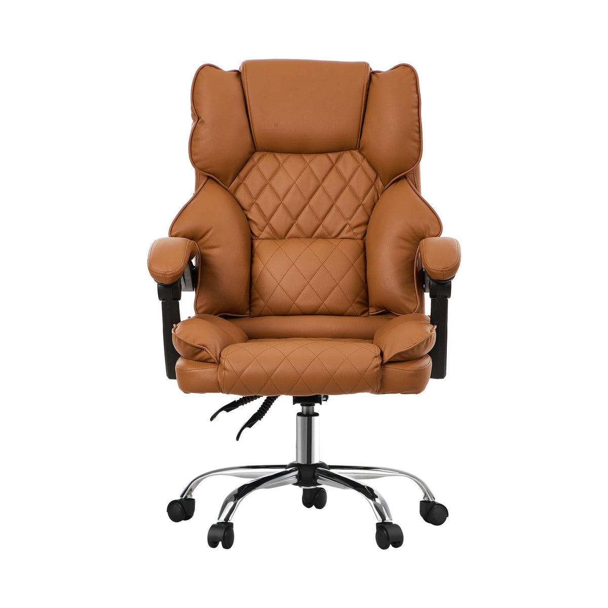 Oikiture Massage Office Chair Premium PU Leather Computer Gaming Seat Brown