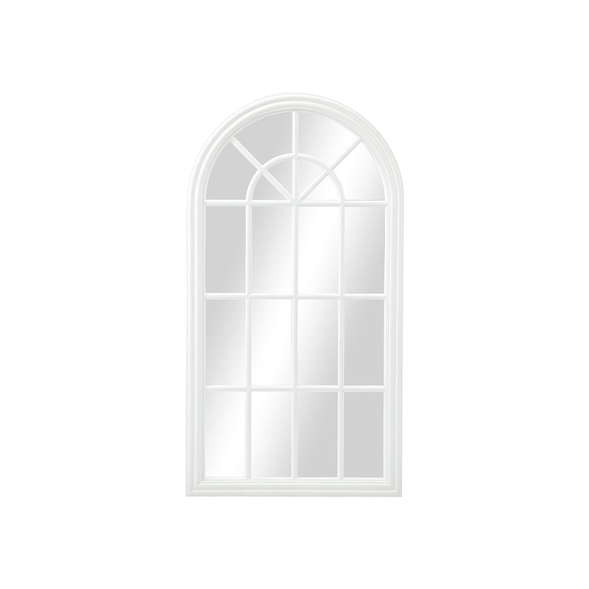 Oikiture Window Mirror Arched Wall Mirrors Decor 76x51cm Wooden White