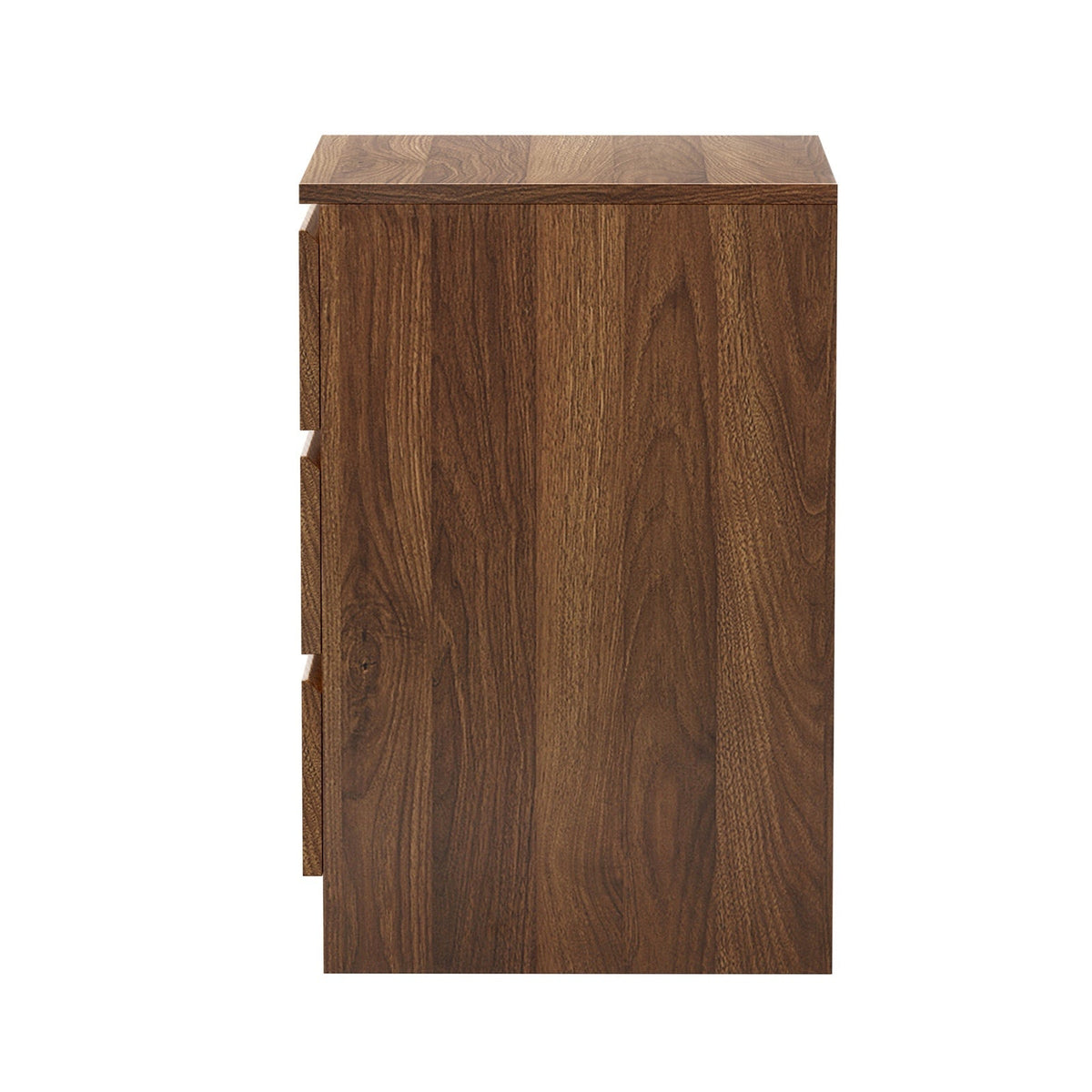 Oikiture Bedside Table 3 Drawers Side Tables Storage Cabinet Nightstand Walnut