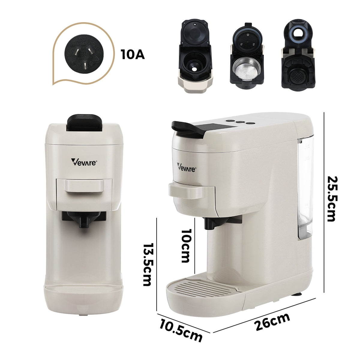 Vevare Capsule Coffee Machine 19 Bar 3 in 1 Nespresso/Dolce-Gusto Maker